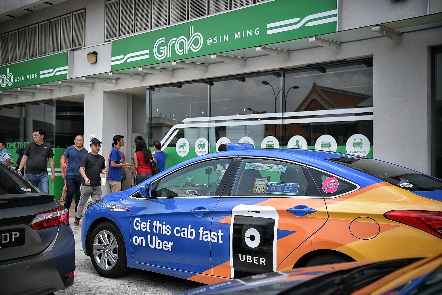 Grab's office in Midview City. Grab said last week that "thousands" of Uber drivers had signed up with the Singapore-based firm following the announcement of its deal with Uber.