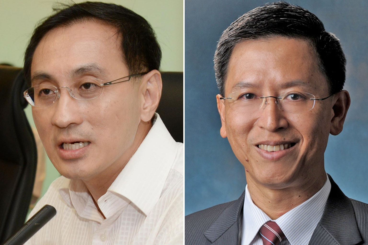 SMRT chief executive Desmond Kuek (left) and his likely successor, former chief of defence force Neo Kian Hong.