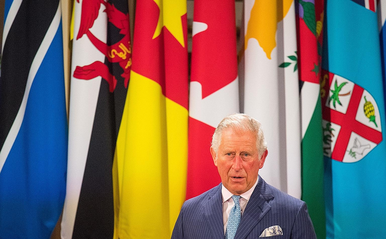 Prince Charles speaking at the opening of the Commonwealth Heads of Government Meeting in London on Thursday. The group, made up of nations with past links to the British Empire, was formed in 1949.