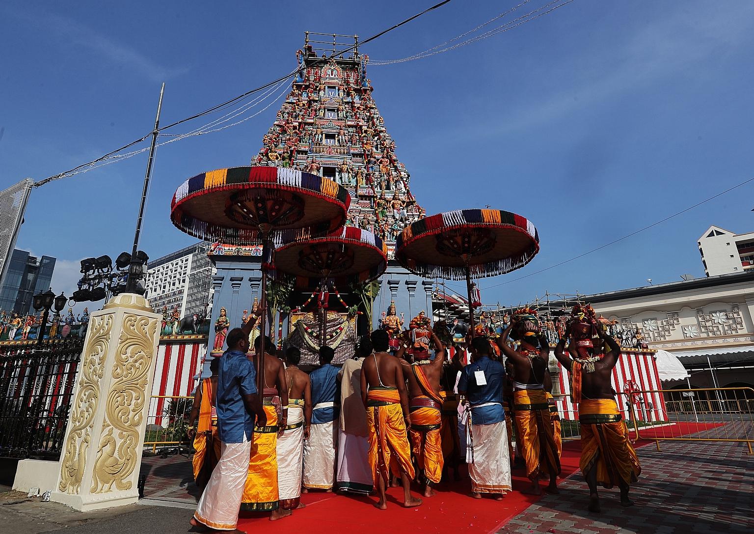 Some 40,000 Hindu devotees attended yesterday's consecration ceremony at Sri Srinivasa Perumal Temple, touted as the most significant event on the Hindu calendar this year. As part of the most recent renovation, the space for devotees to worship and 