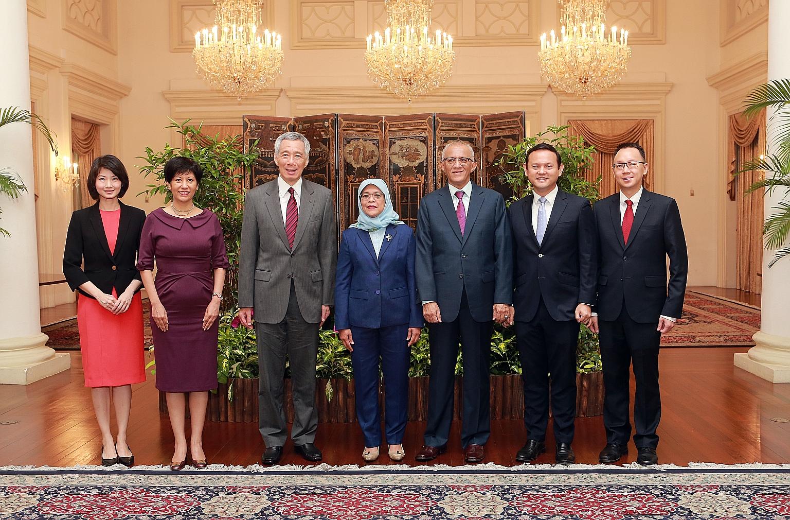 The third woman minister in Cabinet, a minister of state and two parliamentary secretaries were sworn in at the Istana yesterday. In a Facebook post, Prime Minister Lee Hsien Loong said the younger leaders have shown they can do more. "Look forward t