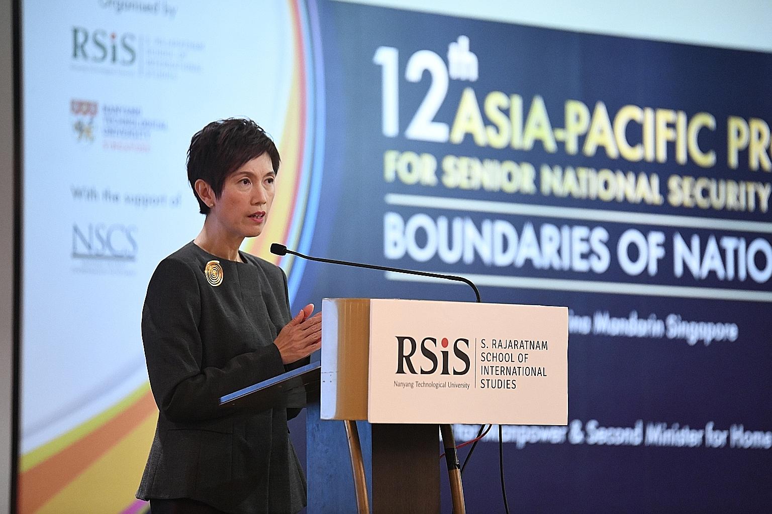"The community has a role to play, to enlarge the common social space, and foster mutual understanding and trust," said Mrs Teo. Business and technology firms can also help to boost cyber security and to prevent the spread of falsehoods and hate spee