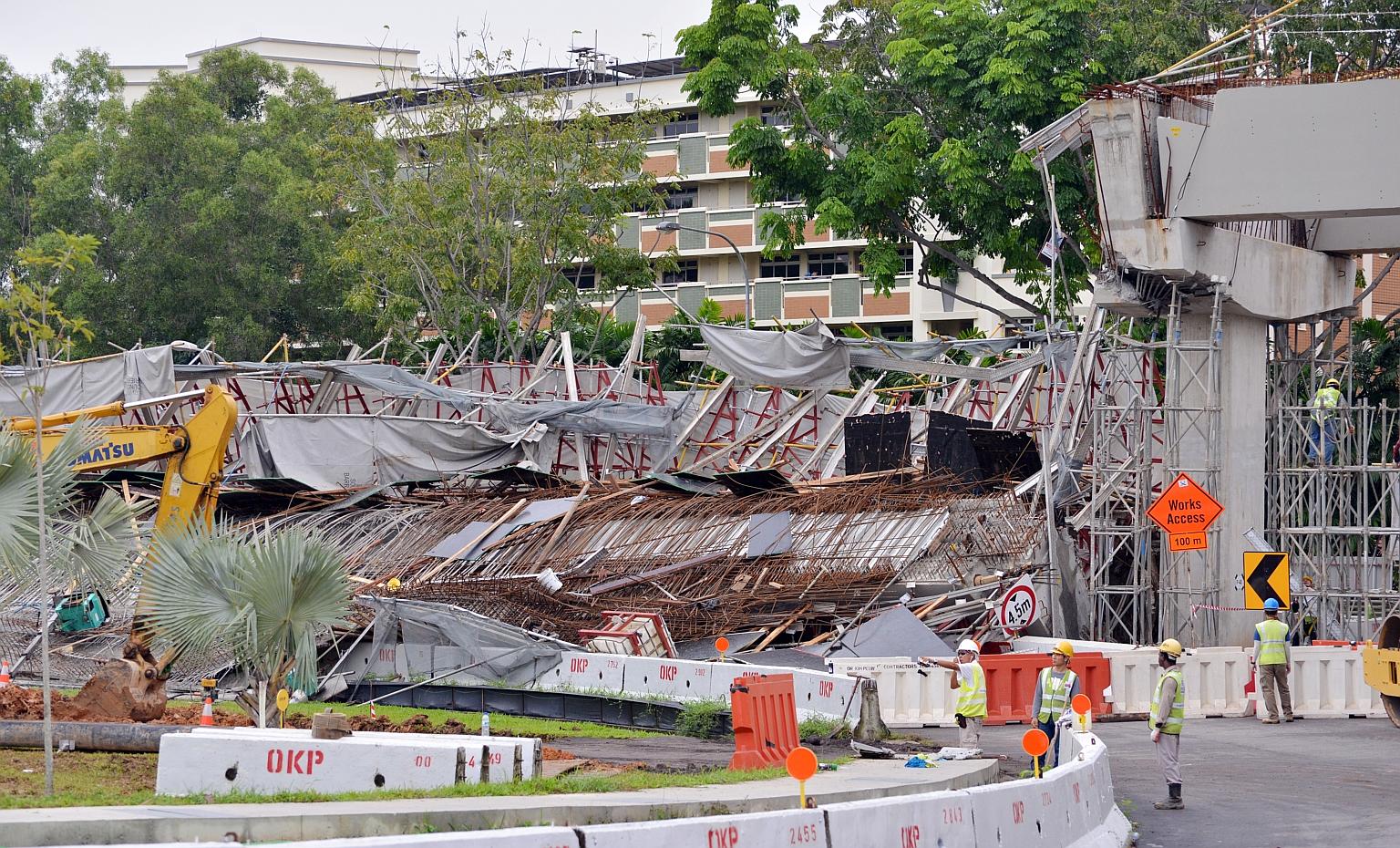 A 40m section of a PIE viaduct in Upper Changi collapsed on July 14 last year, leaving one worker dead and 10 others hurt - two seriously. Preliminary findings point to corbels breaking under the weight of wet concrete.