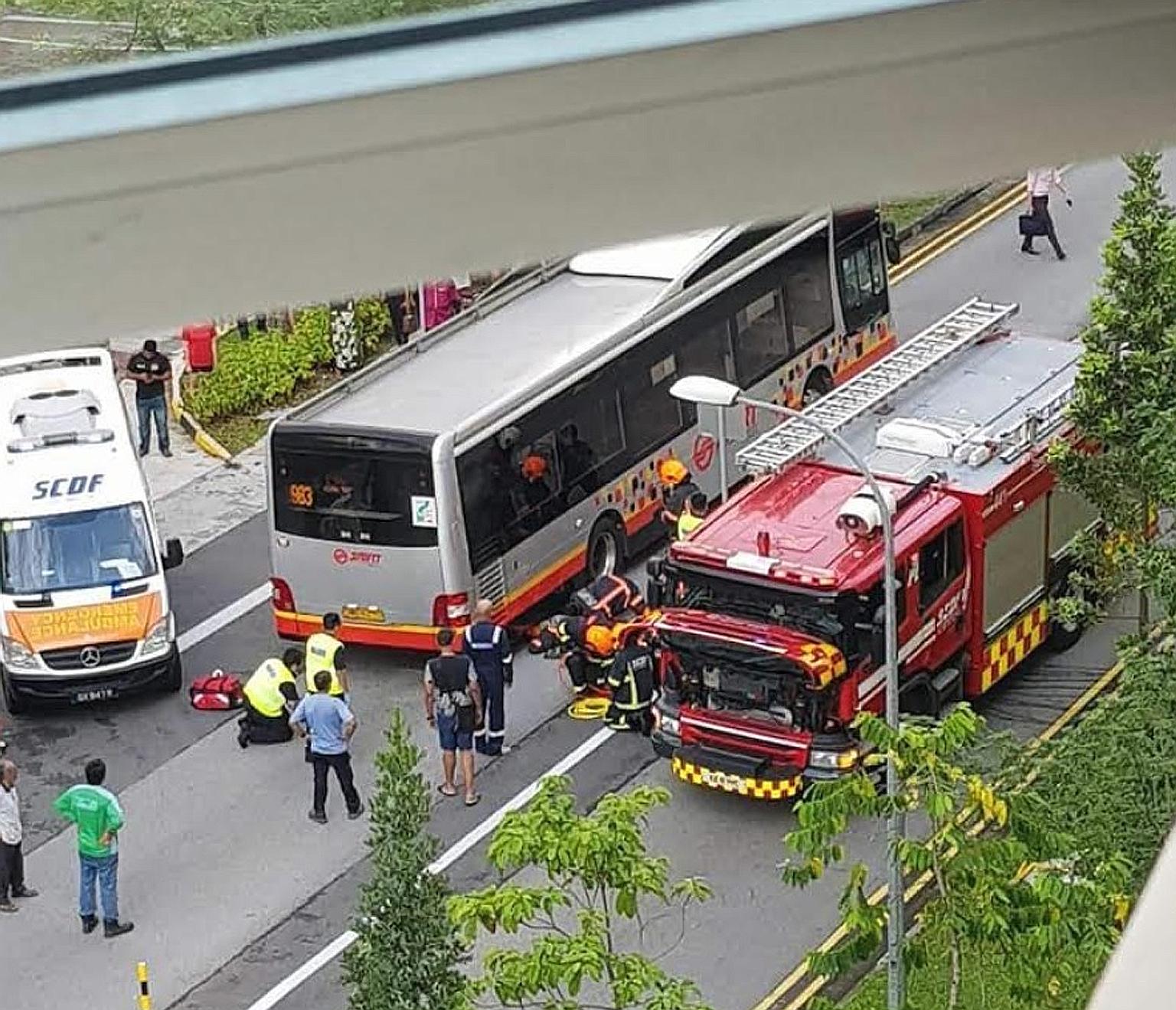 The accident involving an SMRT bus occurred yesterday morning in Choa Chu Kang Avenue 5.