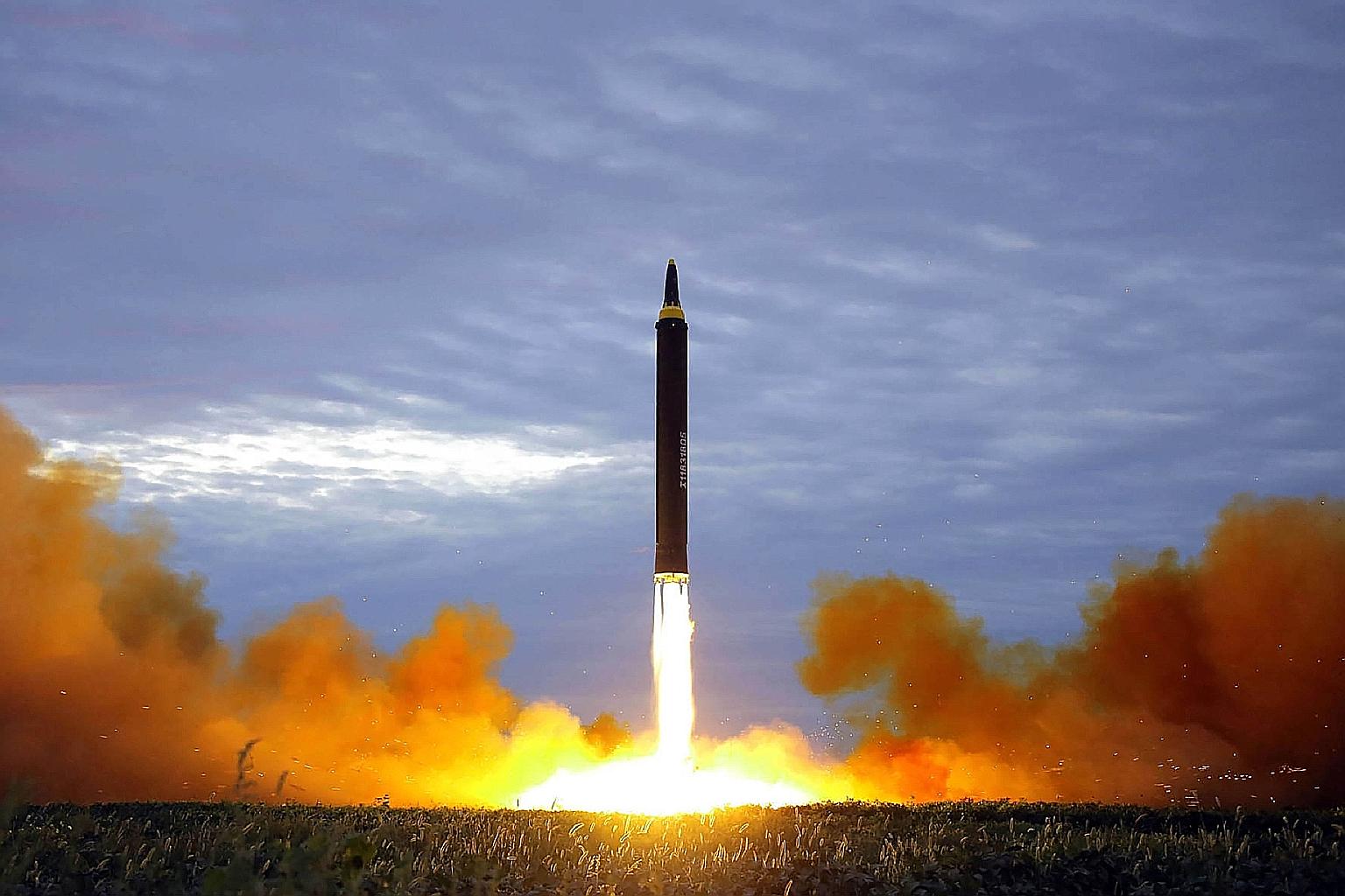 North Korea's Hwasong-12 rocket. The country's denuclearisation is a crucial factor in the upcoming Trump-Kim summit.