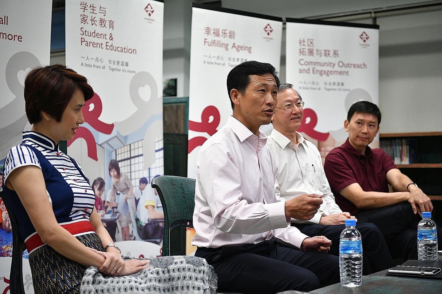 Education Minister and CDAC chairman Ong Ye Kung (second from left) with other CDAC board members (from left) Senior Parliamentary Secretary for Education and Manpower Low Yen Ling, Minister of State for Foreign Affairs and Social and Family Developm