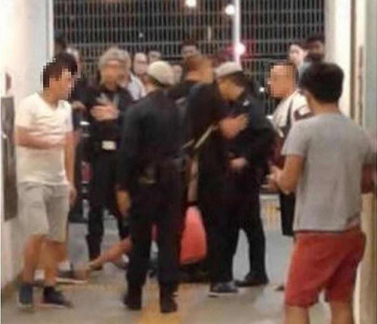The two men argued over whose turn it was to use the last available urinal in the toilet, according to an eyewitness.