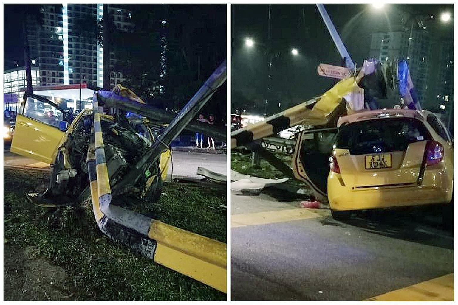 Student Arif Aiman Norman was travelling in a Singapore-registered car when it crashed in Jalan Segenting. Photos of the mangled vehicle have been shared on Facebook since last Saturday.