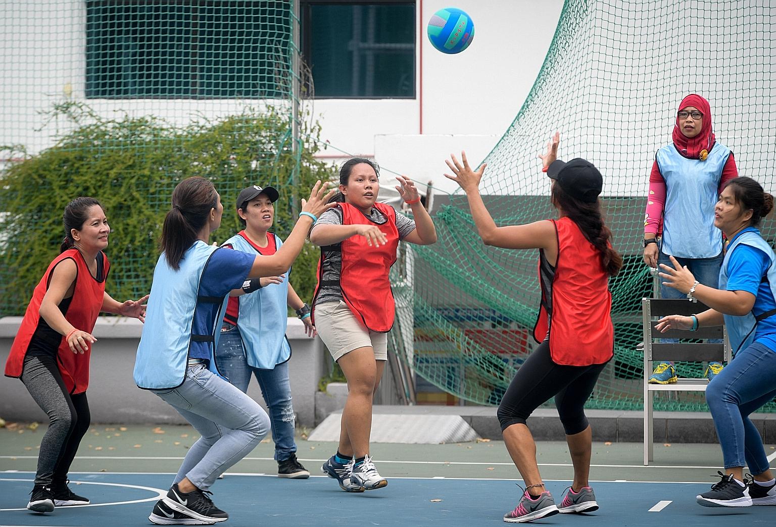 A captain's ball match in progress at the sports day organised by Aidha and Humanitarian Organisation for Migration Economics.