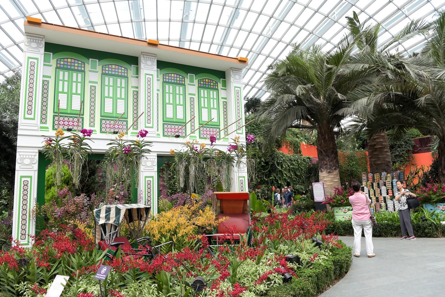 A Peranakan-inspired Orchid Extravaganza at Gardens by the Bay sees colourful blooms spring to life amid shophouse facades, tingkat carriers and kebayas. The Orchid Extravaganza, held in conjunction with the Singapore Garden Festival 2018, runs from 