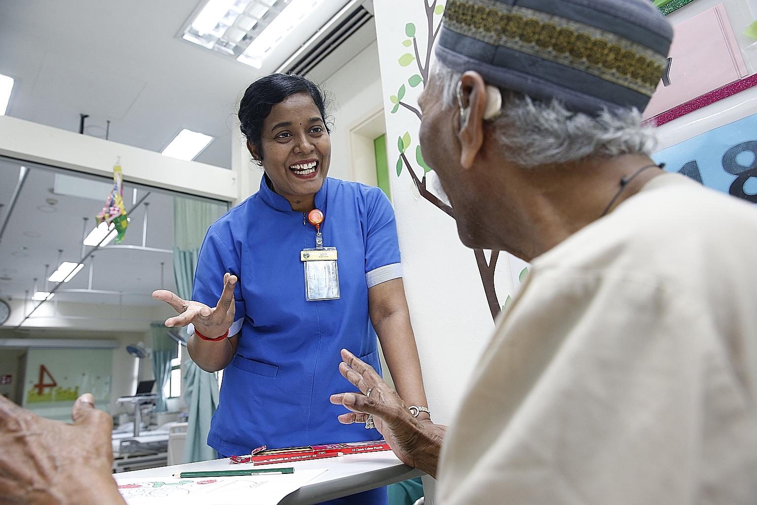 Nurse clinician Thankappan Usha has been promoted twice in four years and received training in new skills. Jamiyah Nursing Home director Satyaprakash Tiwari believes providing staff with training opportunities and rewarding them for skills and work p