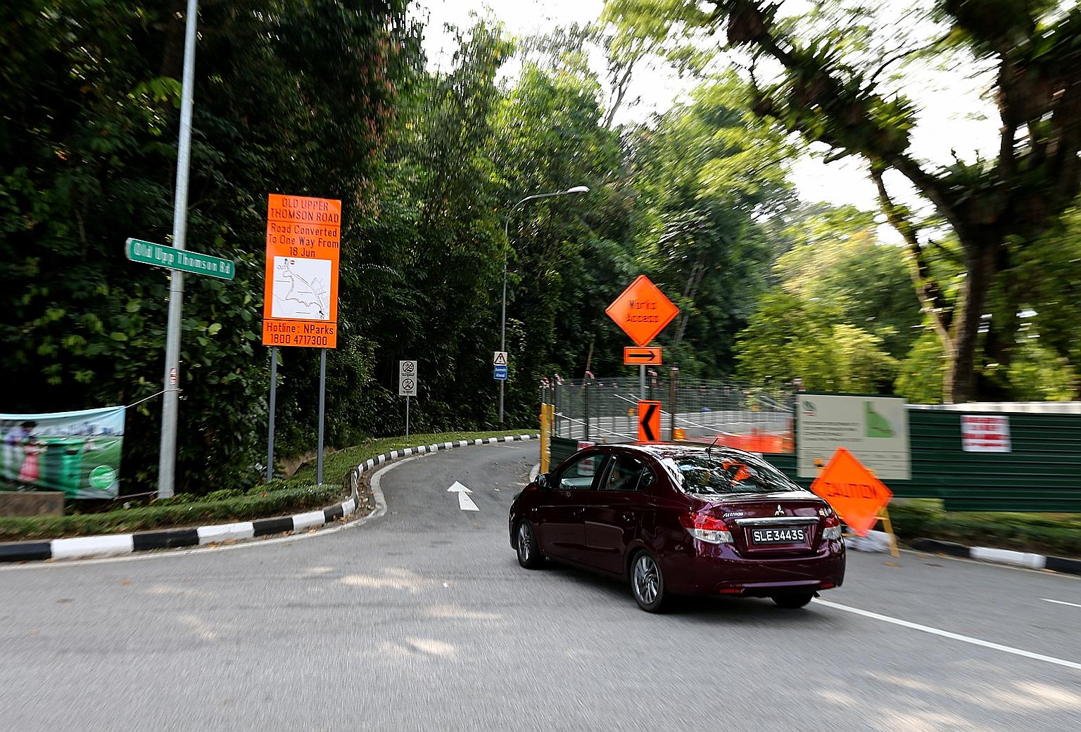A 3km stretch of Old Upper Thomson Road is being converted into a one-way street to accommodate a new park connector.