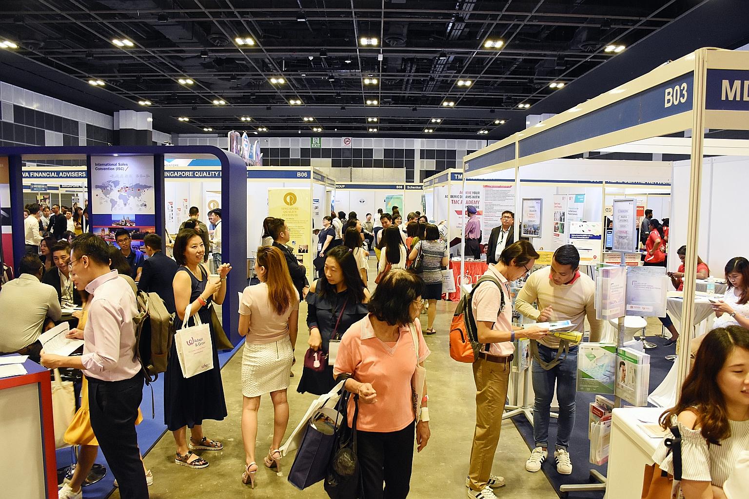 More than 15,000 people attended the STJobs Career and Learning Fair 2018, held at the Suntec Convention Centre Hall 403, yesterday. The annual event, organised by Singapore Press Holdings' online job portal STJobs, features more than 50 employers an
