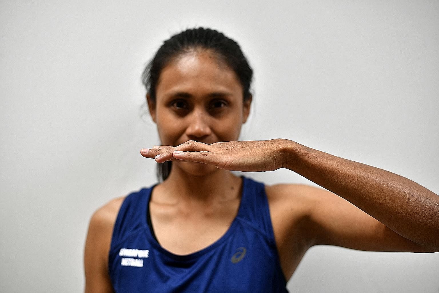 BENT FINGER: Nurul Baizura's ring finger remains bent after she caught a netball awkwardly in 2014. She even had to put her wedding ring on her right hand.