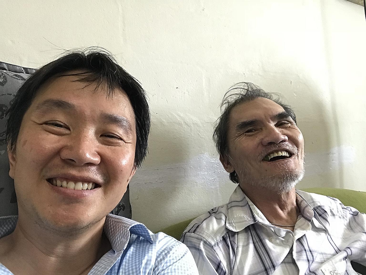 Mr Yap Tat Ming (left) won a pair of NDP tickets after writing about his mentor Richard Lim, a former drug addict who set up a shelter in Myanmar for orphans.