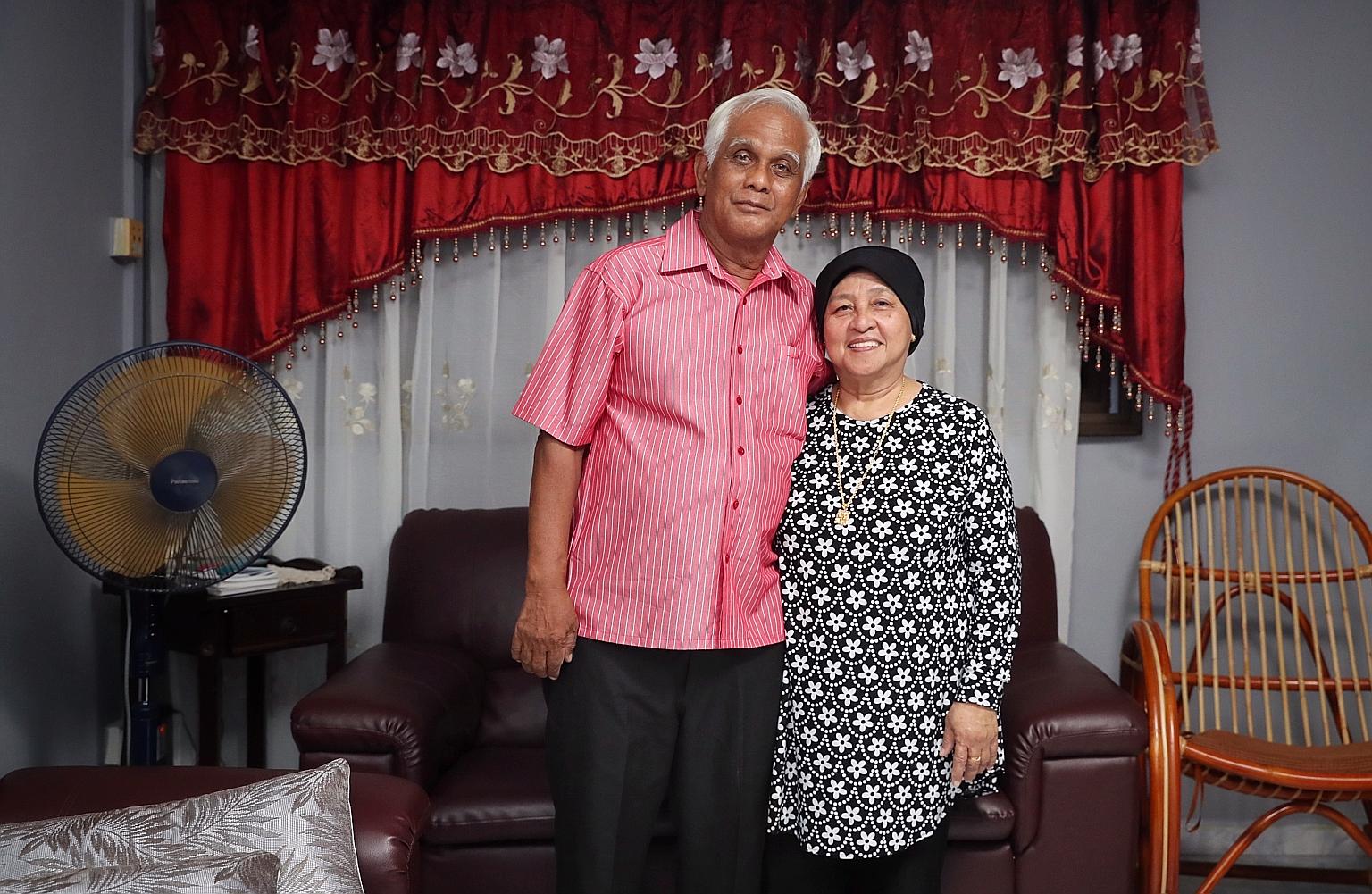 Mr Abdul Rahman Kemat and his wife, Madam Samah Saat, 66, in their four-room flat in Jurong West. Mr Abdul sold 46 years of the lease - which had 81 years left at the time - to HDB for $144,000 two years ago.