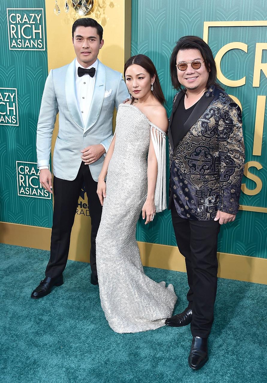 Author Kevin Kwan (far right), with actors Henry Golding and Constance Wu, at the premiere of Crazy Rich Asians in Hollywood, California, on Aug 7.