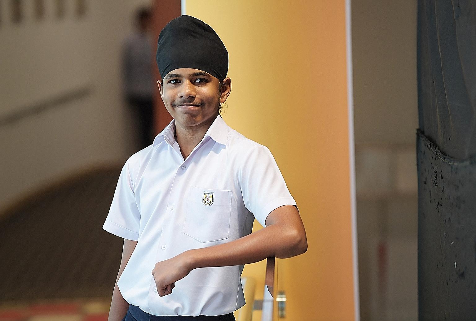 Dunearn Secondary student Jagjeet Singh, 13, registered a marked improvement in his grades for English, mathematics and science in his PSLE, and now harbours dreams of becoming an engineer.