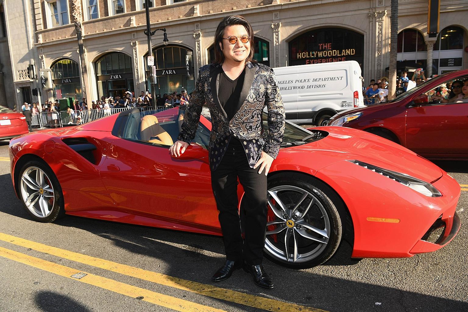 Singapore-born author Kevin Kwan at the Hollywood premiere of Crazy Rich Asians earlier this month. He is wanted for defaulting on his NS obligations.