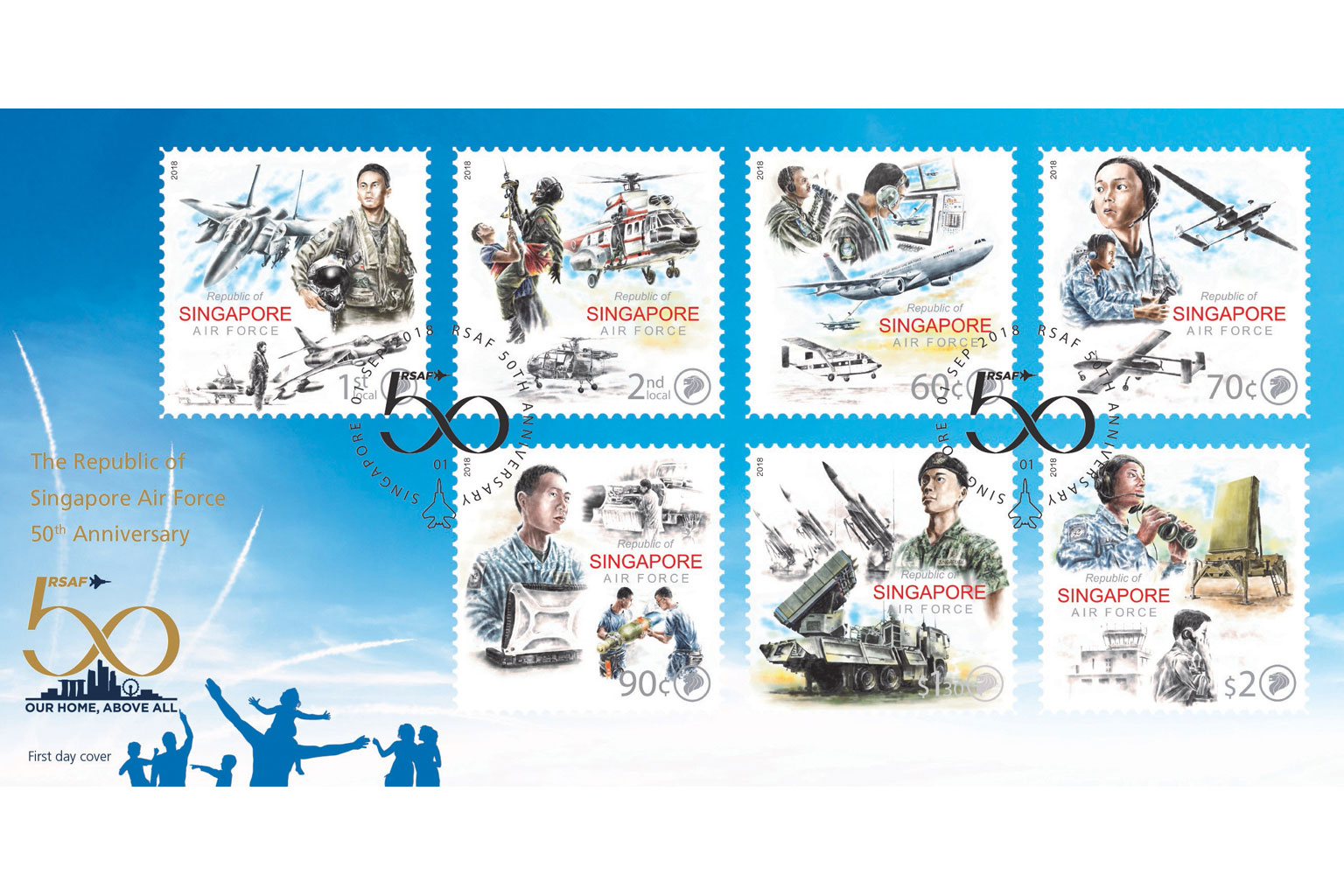 Singapore Post will launch the stamps on Saturday. Each stamp will show old and new elements of the RSAF and feature vocations in the air force.