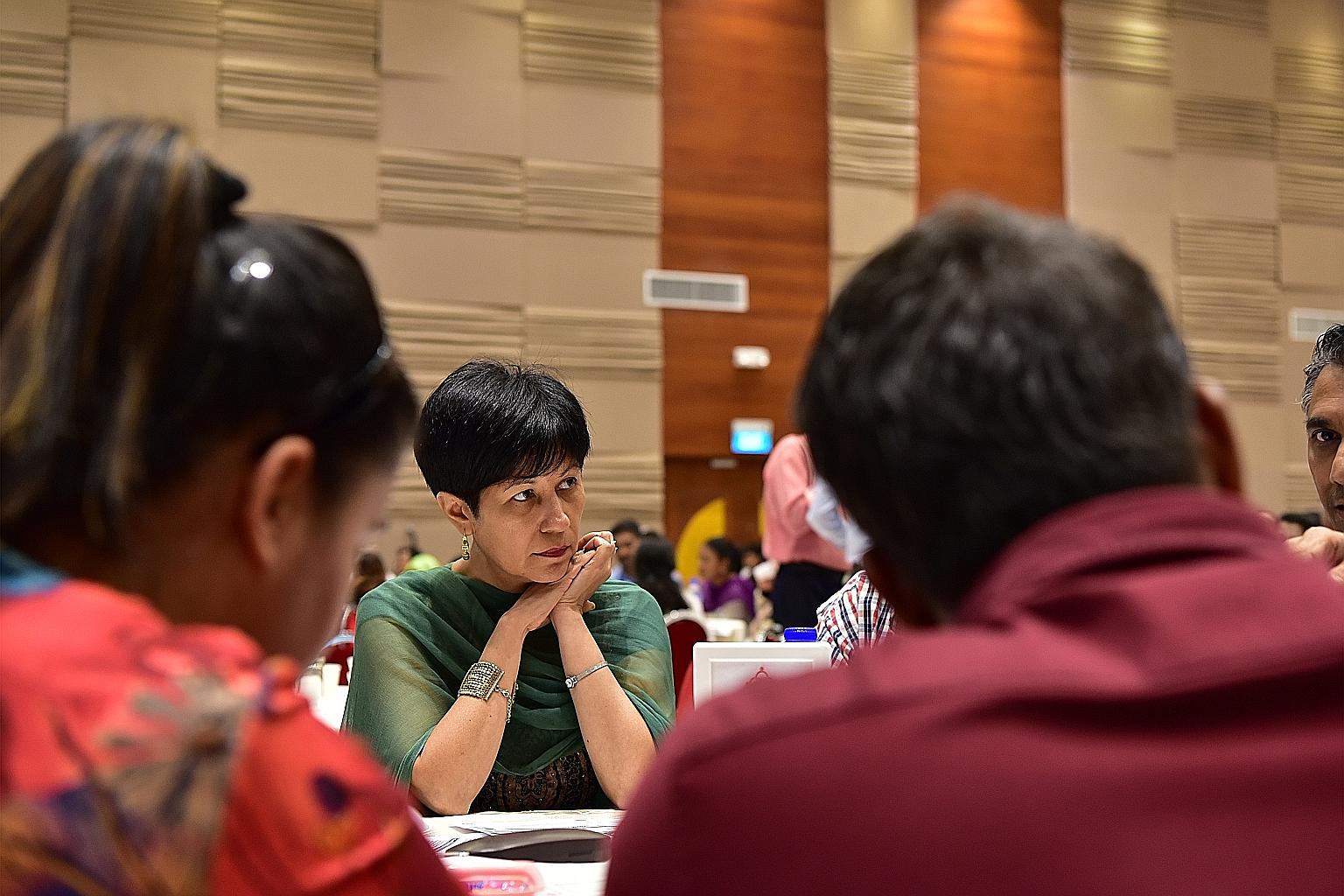 Minister in the Prime Minister's Office Indranee Rajah, along with Senior Minister of State Janil Puthucheary and Sembawang GRC MP Vikram Nair addressed questions from 350 participants from various Indian organisations, and voluntary and grassroots o