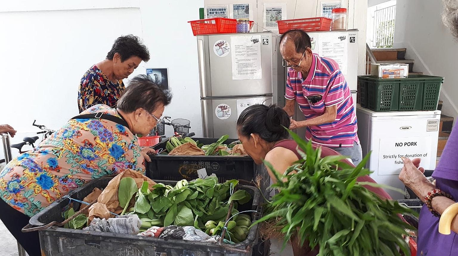 Under grassroots initiative My Kind Of Fridge, two full-sized refrigerators and one freezer stand at the void deck of Block 441 Tampines Avenue 10 for the public to donate fresh food for needy residents of Blocks 441 and 442.