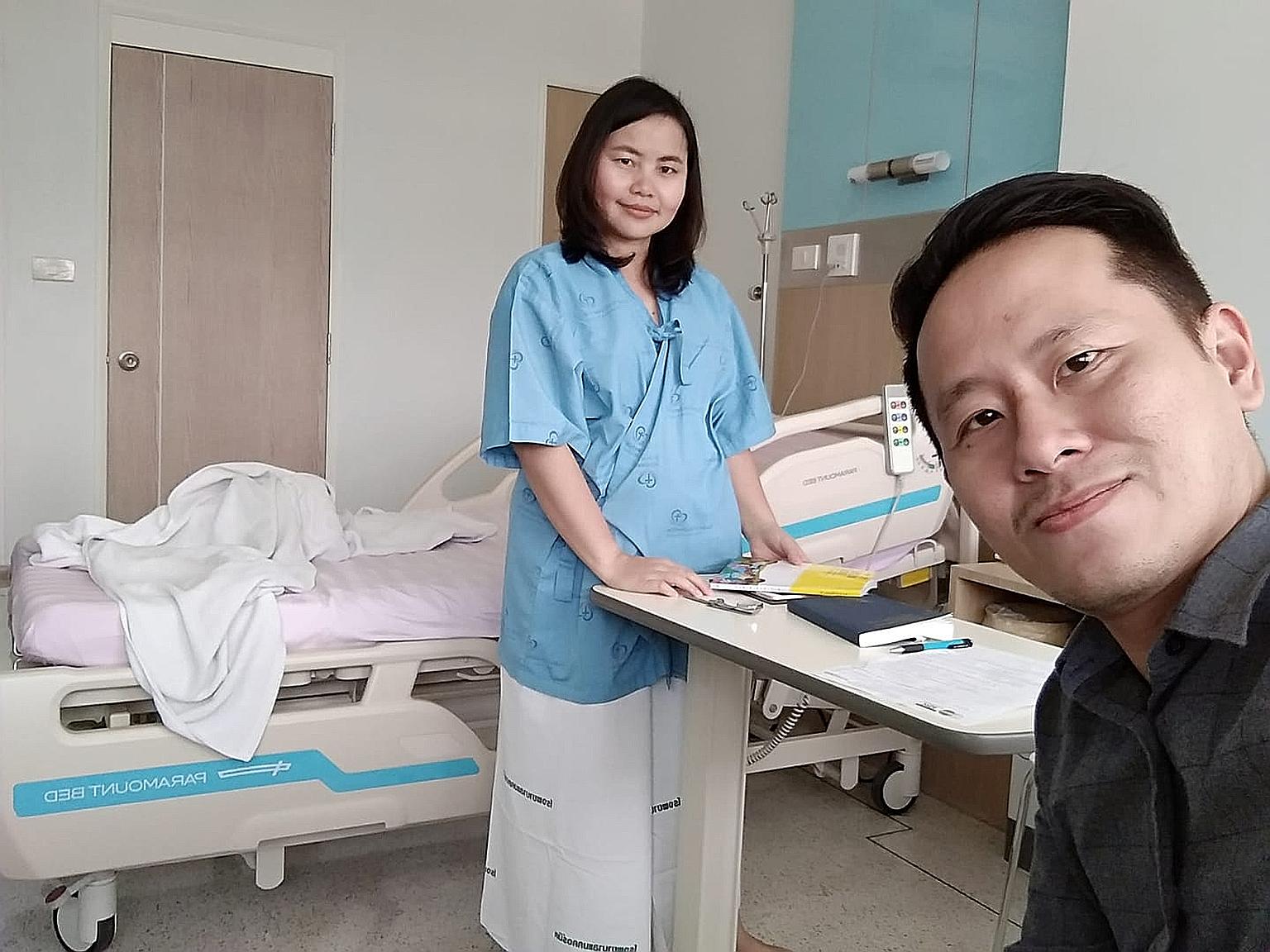 Mr Eugene Wee and his Thai wife Kanokrat Suebsakwong, who endured over 30 hours of labour to deliver their stillborn baby so that the foetus can be donated to research on a genetic disorder.