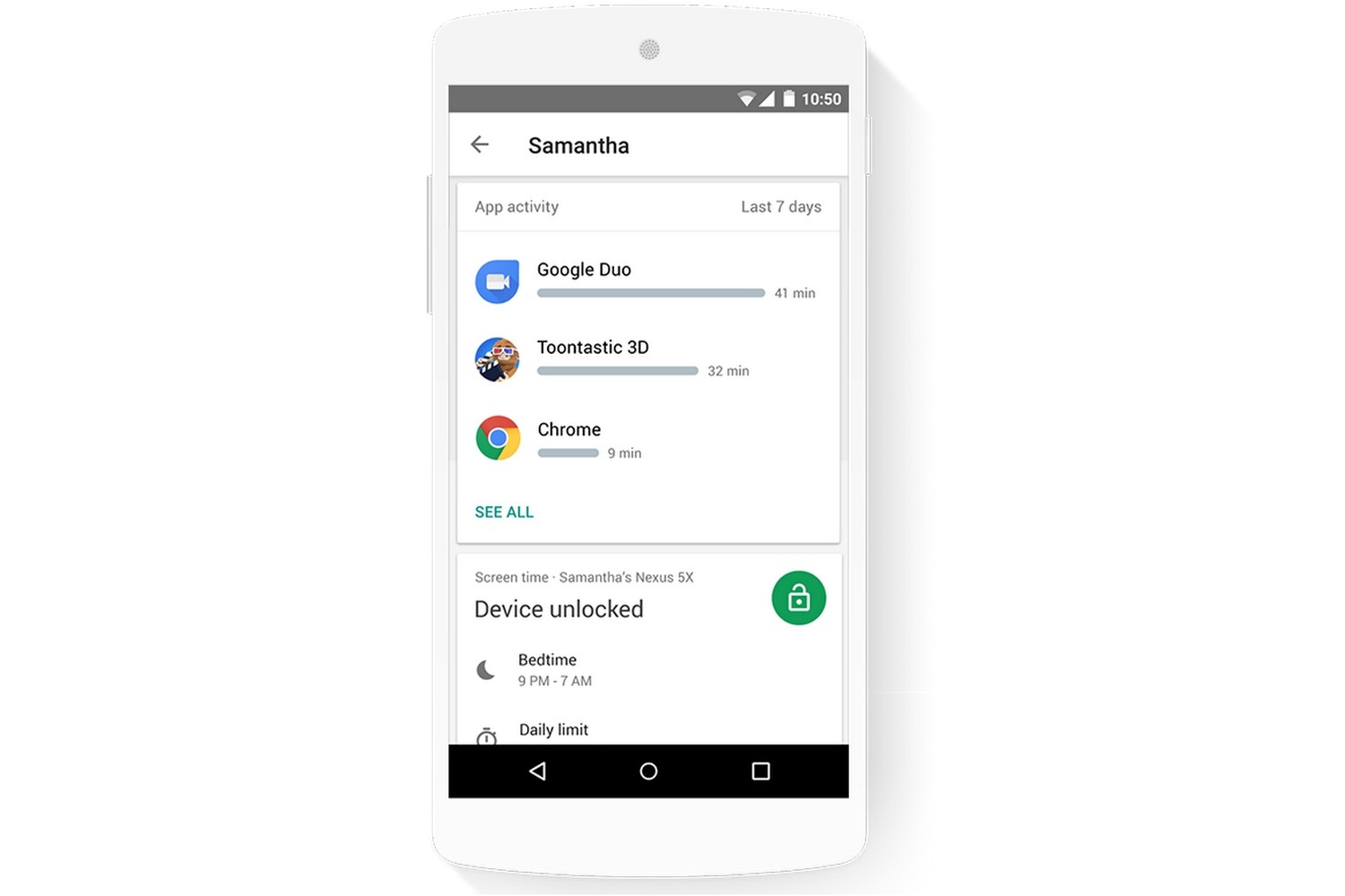 With Google's Family Link app, parents can see how much time their child is spending on his favourite apps.