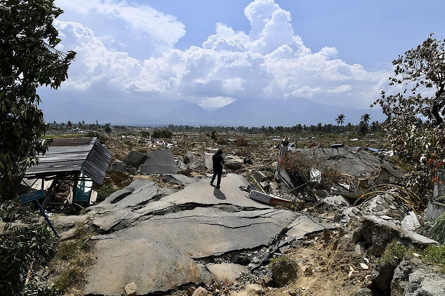 The village of Petobo, which lies 10km from Palu, Sulawesi, is now known as the "sunken village" after a 7.4-magnitude quake hit the west coast of the Indonesian island last Friday and triggered deadly tsunami waves. The 700 households in the village