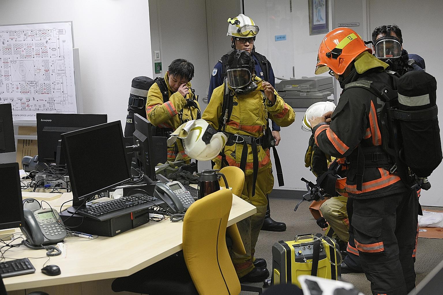 An area in the newsroom of The Straits Times was cordoned off while the package was investigated and tested by Singapore Civil Defence Force officers.