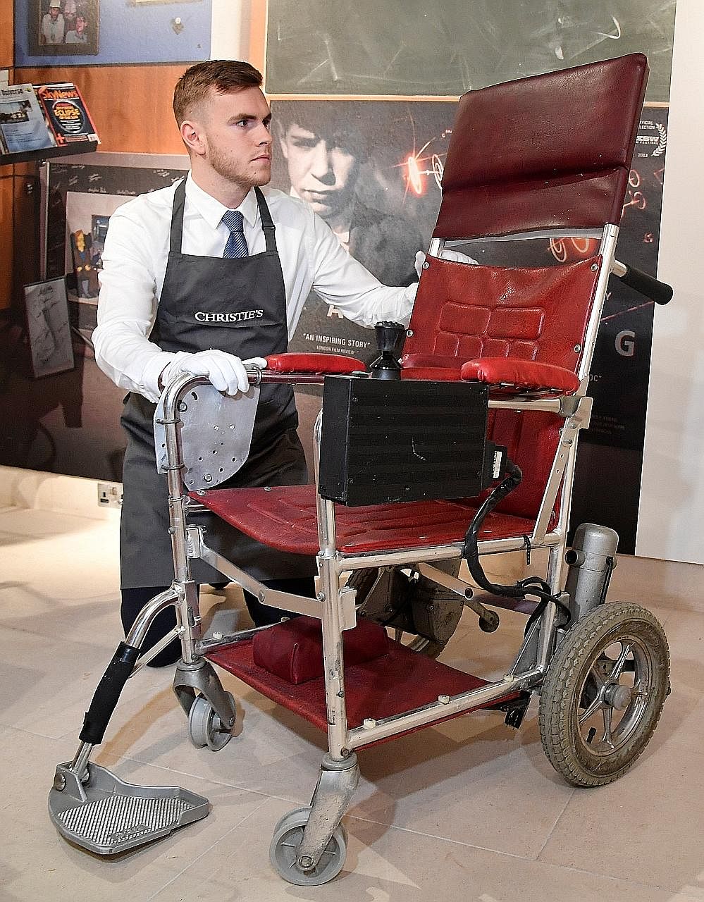 This motorised wheelchair used by British physicist Stephen Hawking, who died in March at the age of 76, was sold at auction for £296,750 (S$532,100).