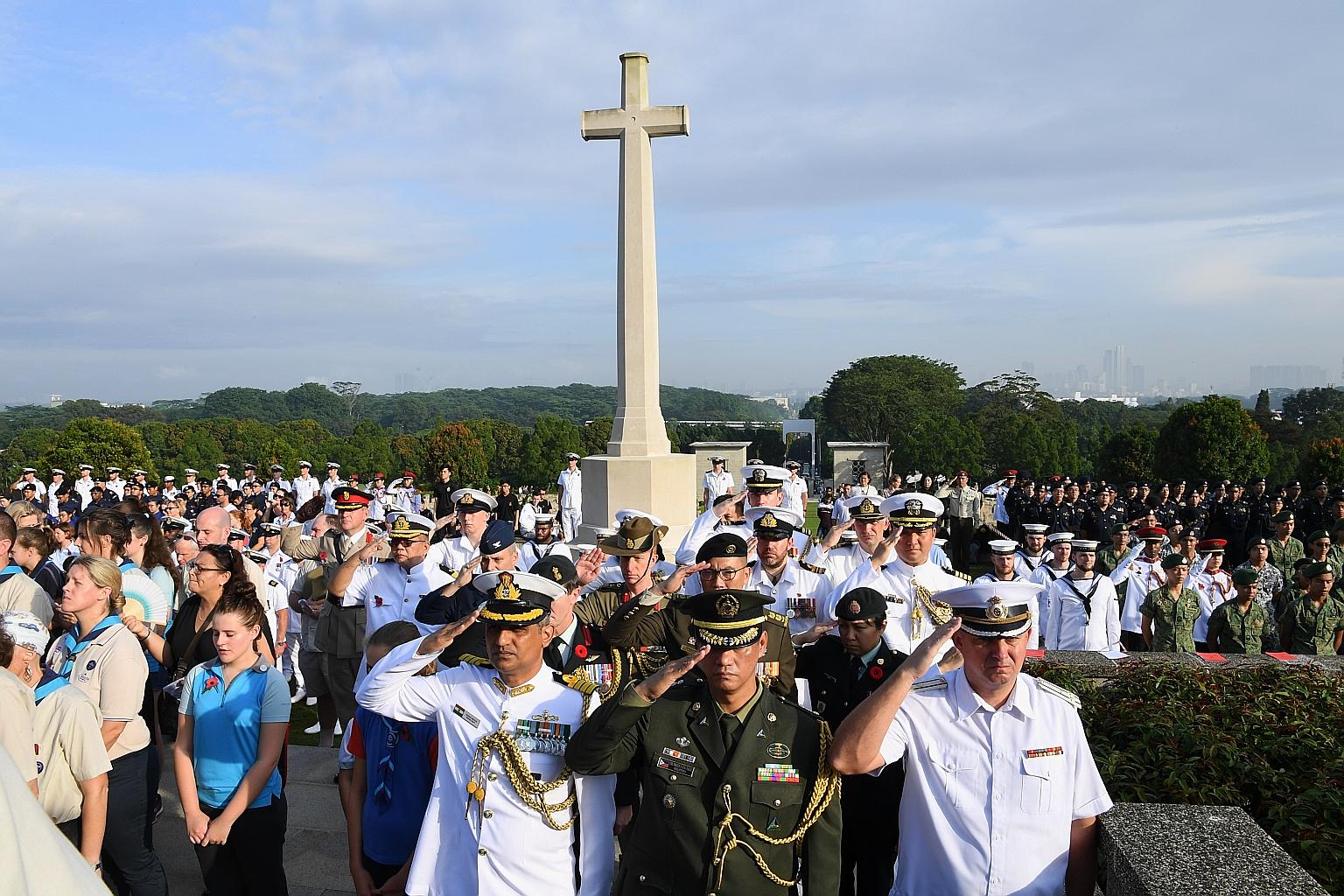 The British High Commission and the Singapore Armed Forces Veterans' League held the annual Remembrance Day service at Kranji War Memorial yesterday to mark a century since World War I ended.