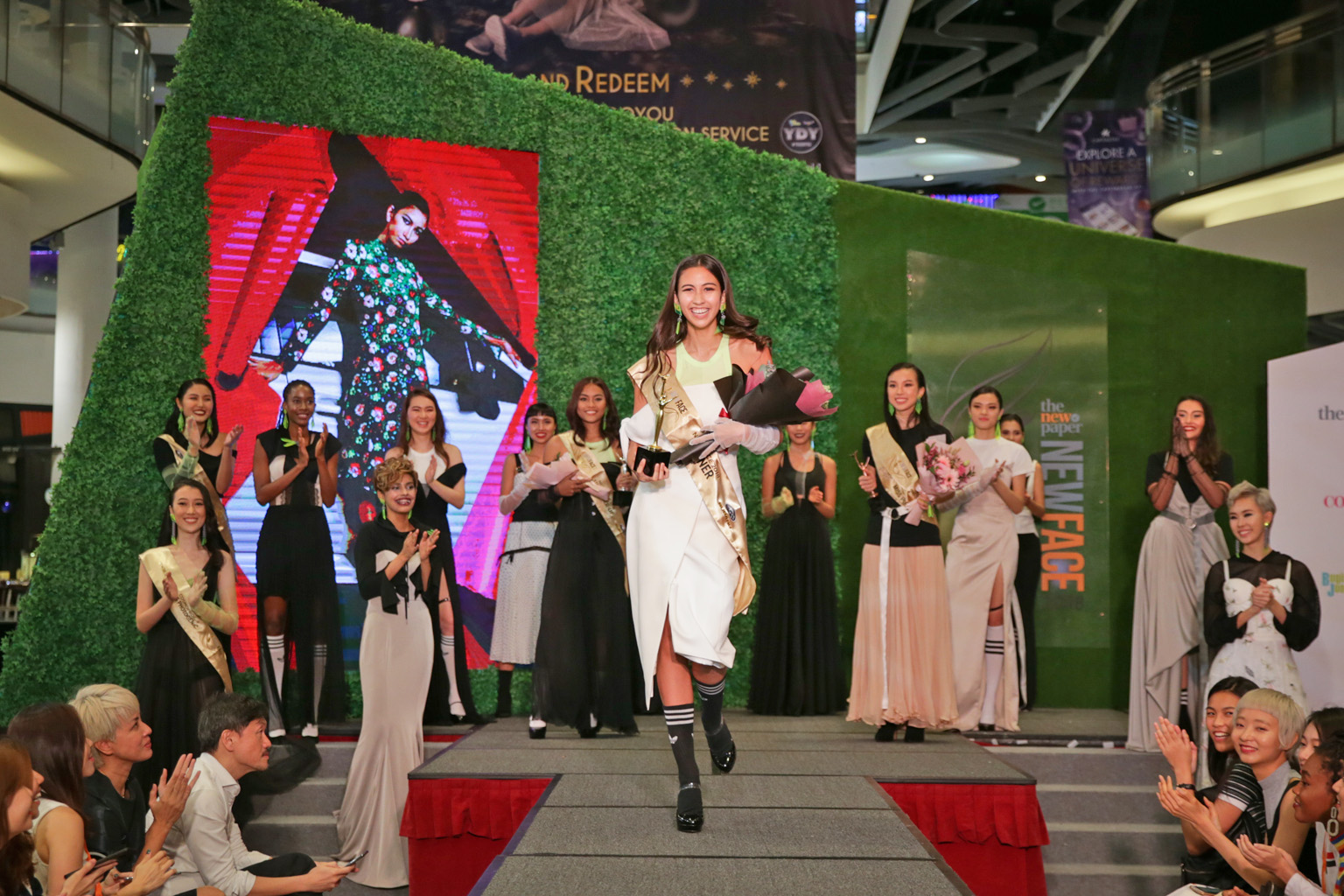 Tess Smolens, 17, taking to the runway after being crowned the winner of The New Paper New Face 2018 yesterday.