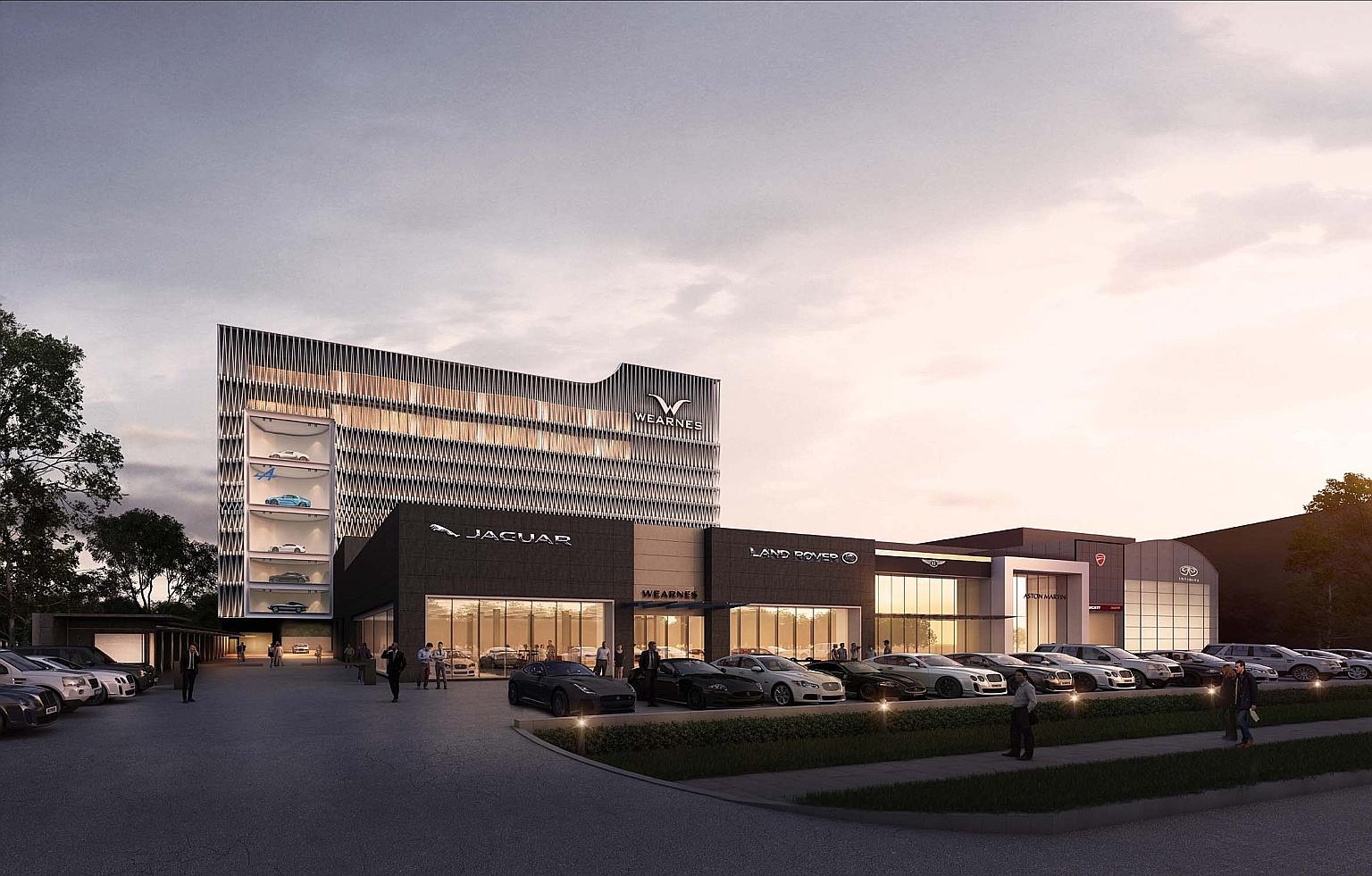 An artist's rendering of Wearnes' new eight-storey complex, its first major infrastructural investment since the company was acquired in 2014 by China-based motor distributor StarChase.