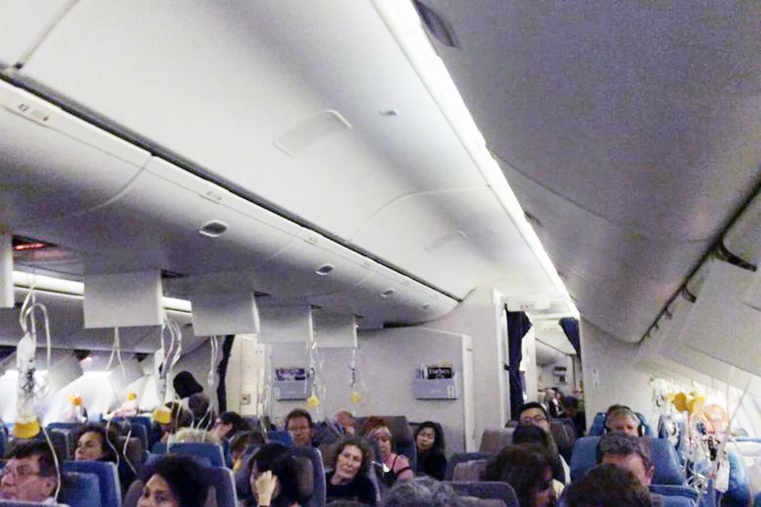 The Singapore Airlines flight bound for Paris had climbed to 24,000 ft (7,315m) and was over Malaysia when it turned back towards Singapore. Oxygen masks were deployed as the plane descended.