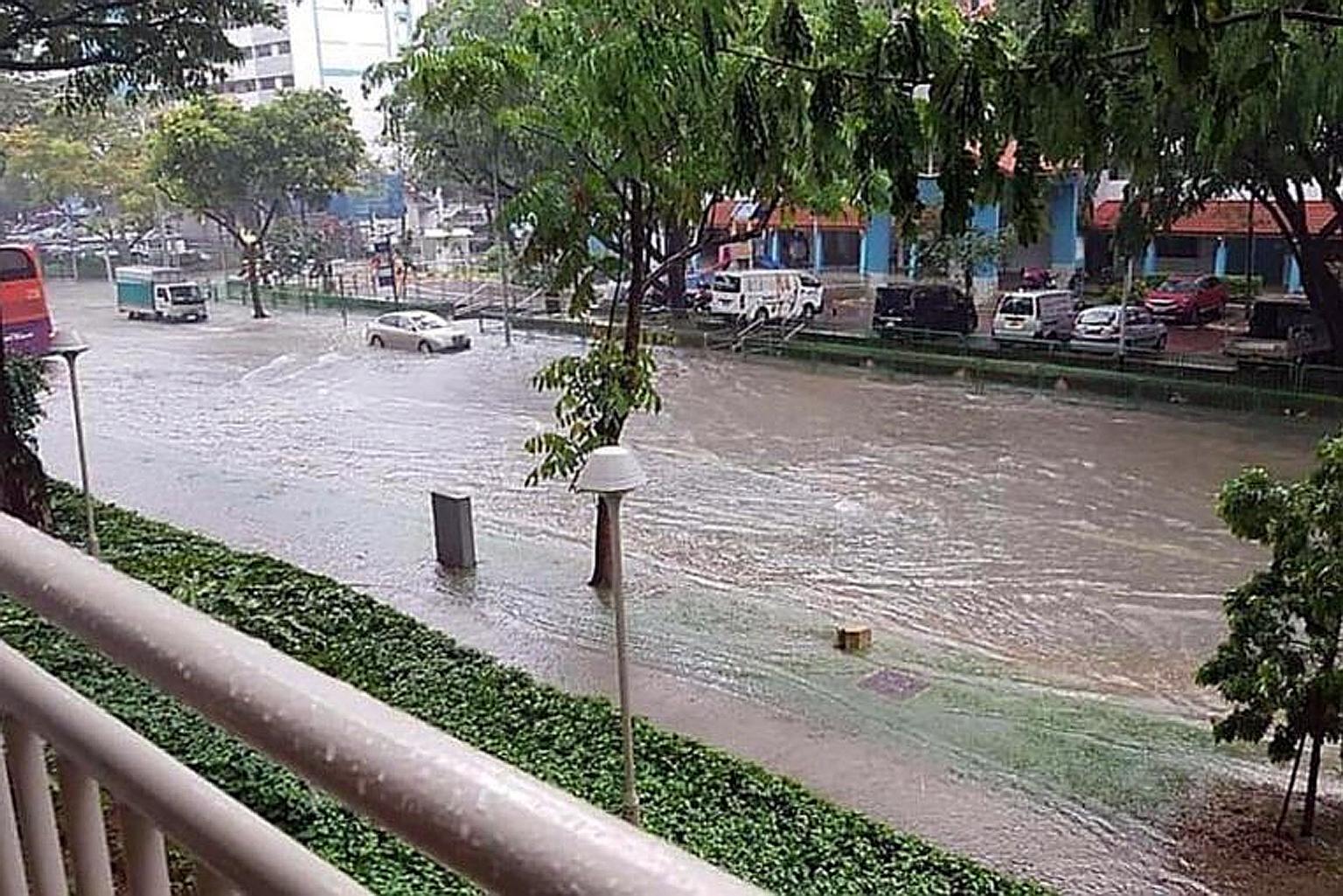 A photo of a flooded street in Geylang on Nov 11.