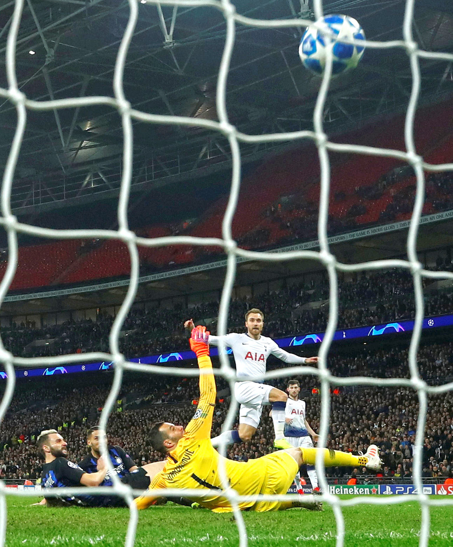 Tottenham's Christian Eriksen came off the bench to score the winner against Inter Milan and keep the English side's hopes of progressing to the knockout stages of the Champions League alive. Spurs face Barcelona in their final group game knowing any