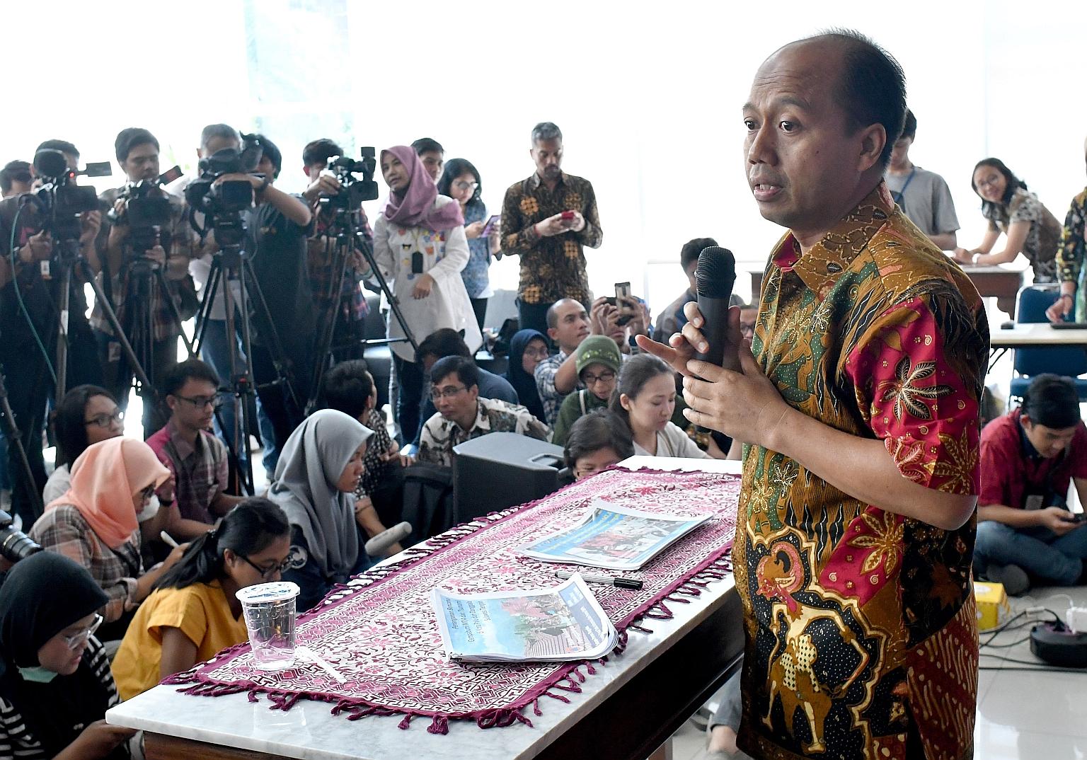 Indonesia's disaster agency spokesman Sutopo Purwo Nugroho updating the media in Jakarta on Oct 2 on the earthquake and tsunami that had hit Central Sulawesi in September.