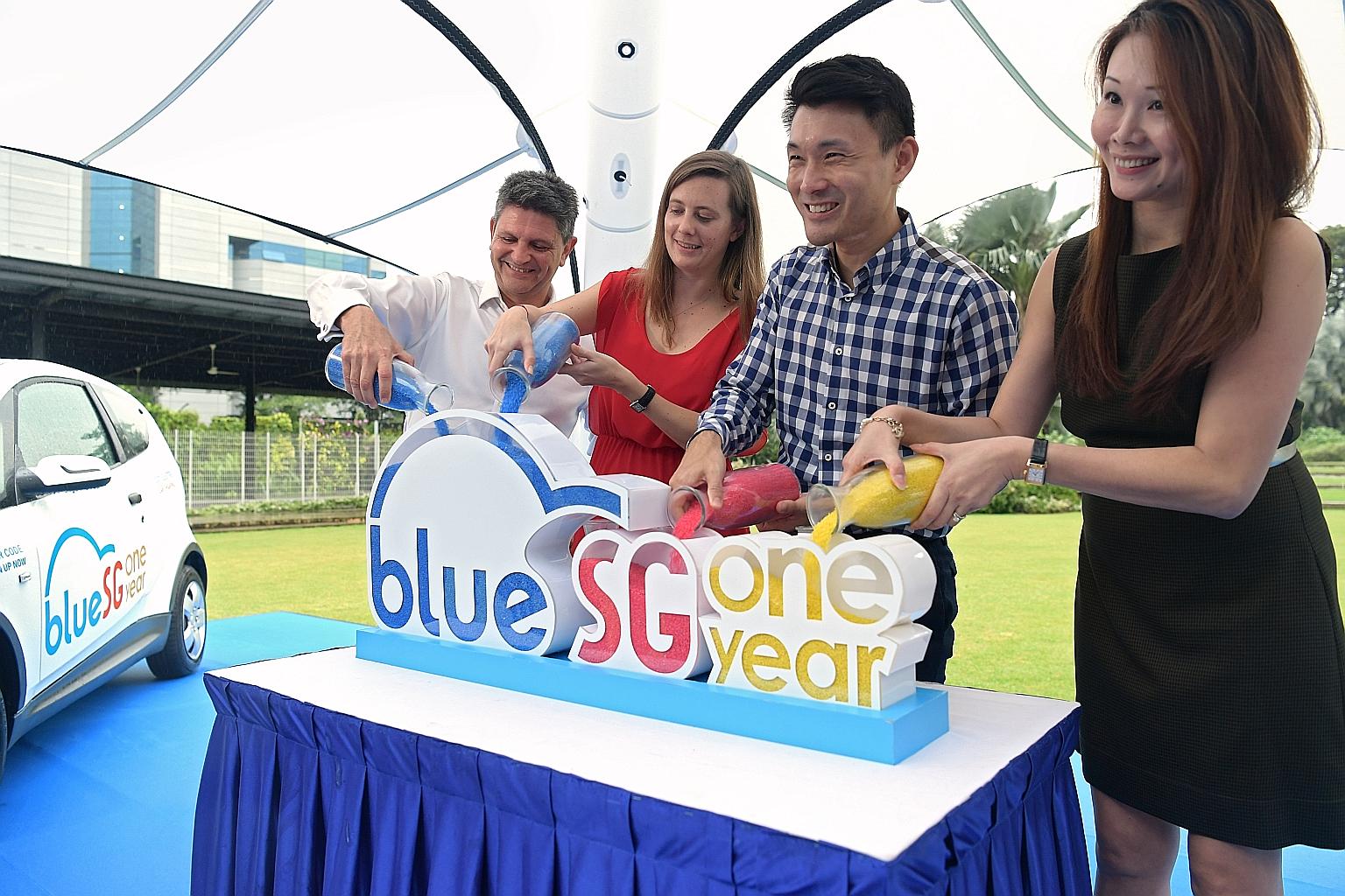 From far left: BlueSG's managing director Franck Vitte, Blue Solutions' managing director Marie Bollore, Mr Baey Yam Keng, Senior Parliamentary Secretary, Ministry of Transport, and BlueSG's commercial and network director Jenny Lim at the company's