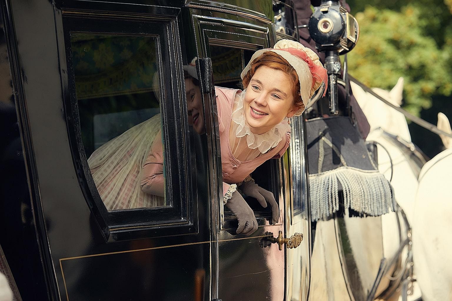 Olivia Clarke (right) stars as Becky Sharp in Vanity Fair, and Ben Wishaw and Hugh Grant (both above) play a pair of lovers in A Very English Scandal.