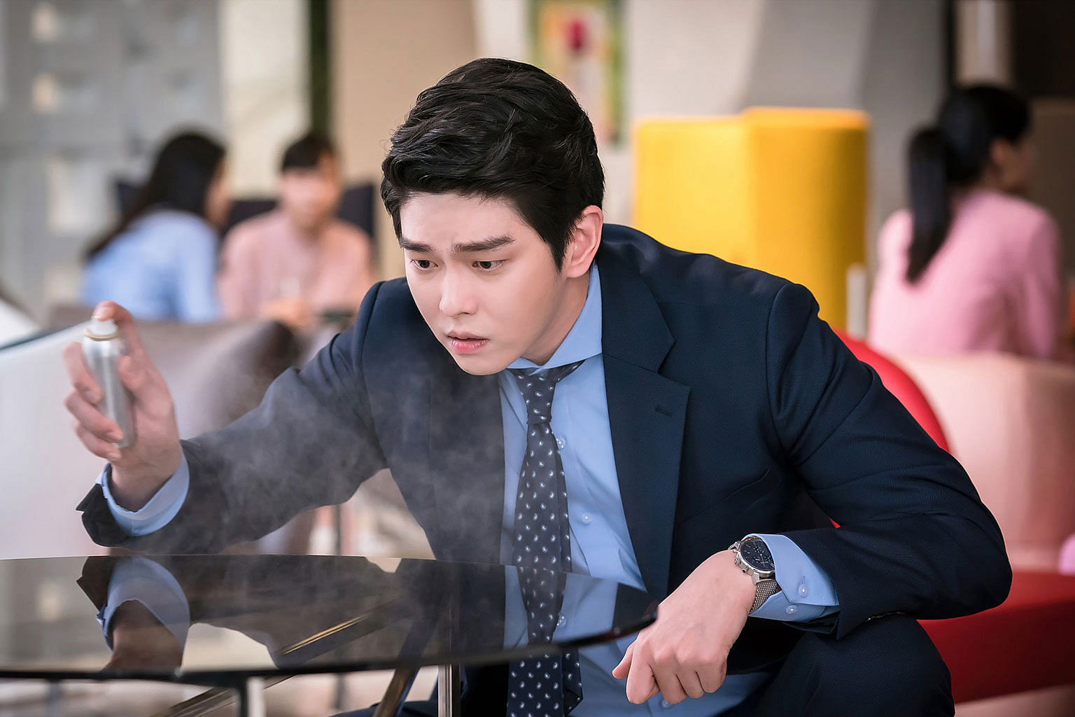Yoon Kyun-sang (left) plays a germaphobe who runs a cleaning company in Clean With Passion For Now, while Song Hye-kyo and Park Bo-gum (above left and right) star in Encounter.