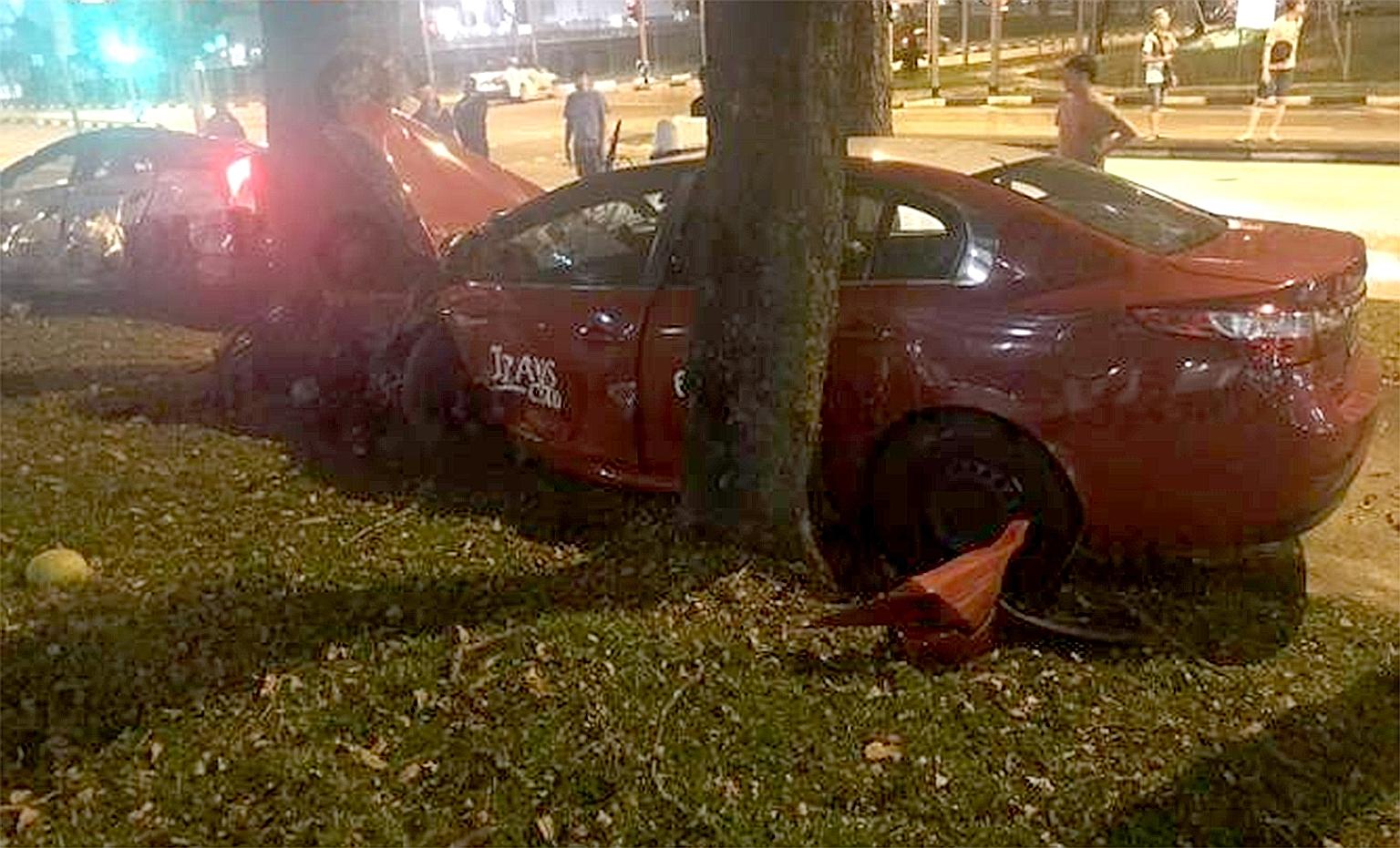 The scene of the accident in Corporation Road, which occurred early yesterday morning.