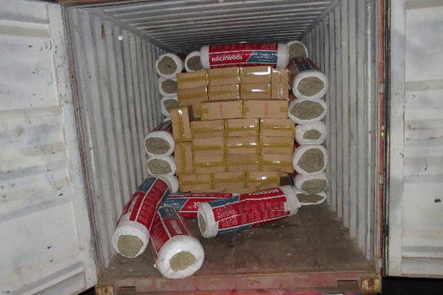The authorities found 7,498 cartons and 16 packets of duty-unpaid cigarettes hidden among goods declared as rockwool.