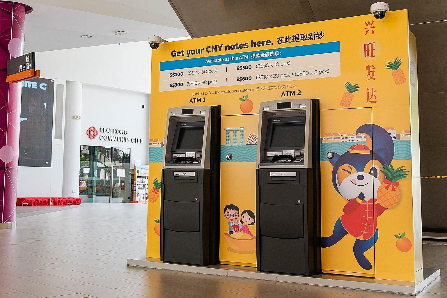The 42 temporary ATMs, installed islandwide, will allow customers to obtain new notes with more ease, DBS Group said.