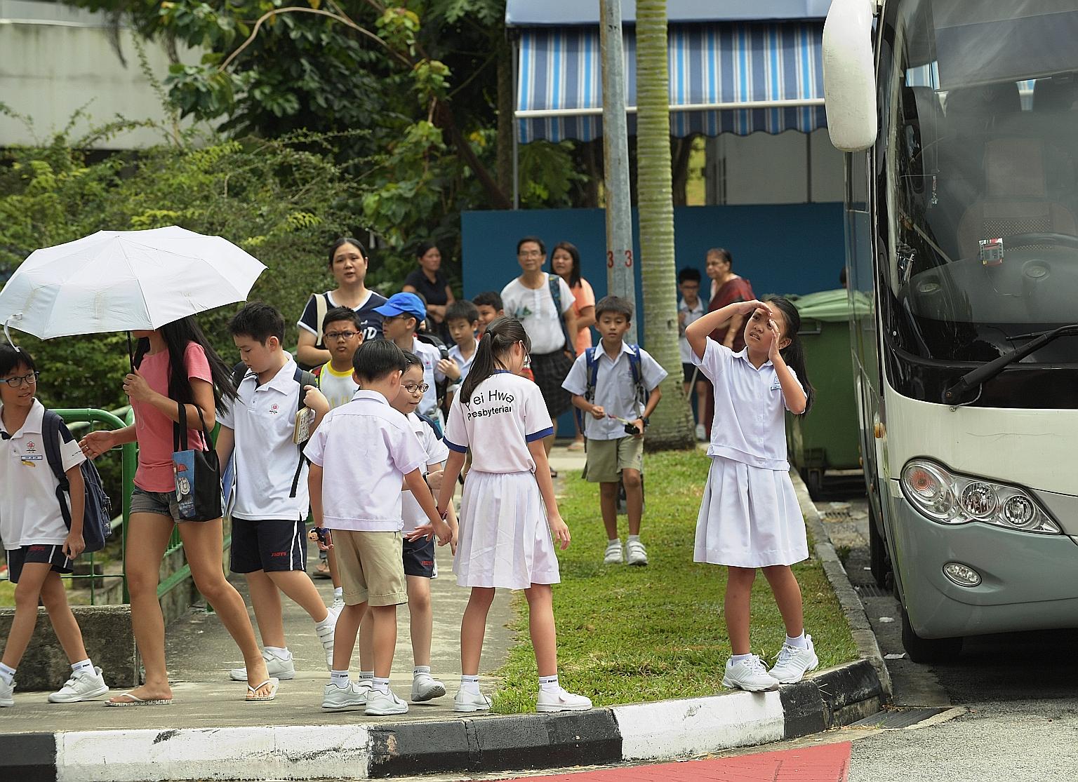 Upgrading works to enable Pei Hwa Presbyterian Primary to switch to single-session classes have yet to start. It is one of five primary schools still operating double-session classes.