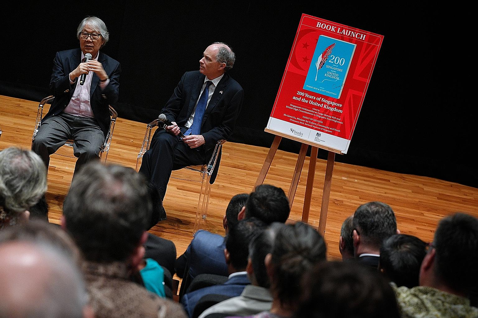 Ambassador-at-large Tommy Koh and British High Commissioner to Singapore Scott Wightman atthe book launch of 200 Years Of Singapore And The United Kingdom yesterday.