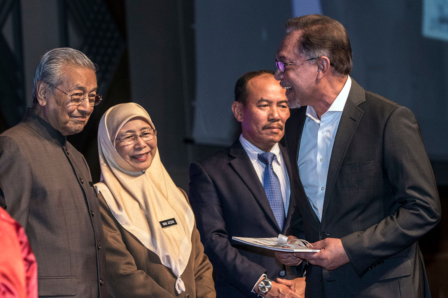 (From left) Malaysian Prime Minister Mahathir Mohamad, Deputy Prime Minister Wan Azizah Wan Ismail, Chief Secretary Ismail Bakar and prime minister-in-waiting Anwar Ibrahim at the launch of the National Anti-Corruption Plan in Putrajaya on Jan 29.