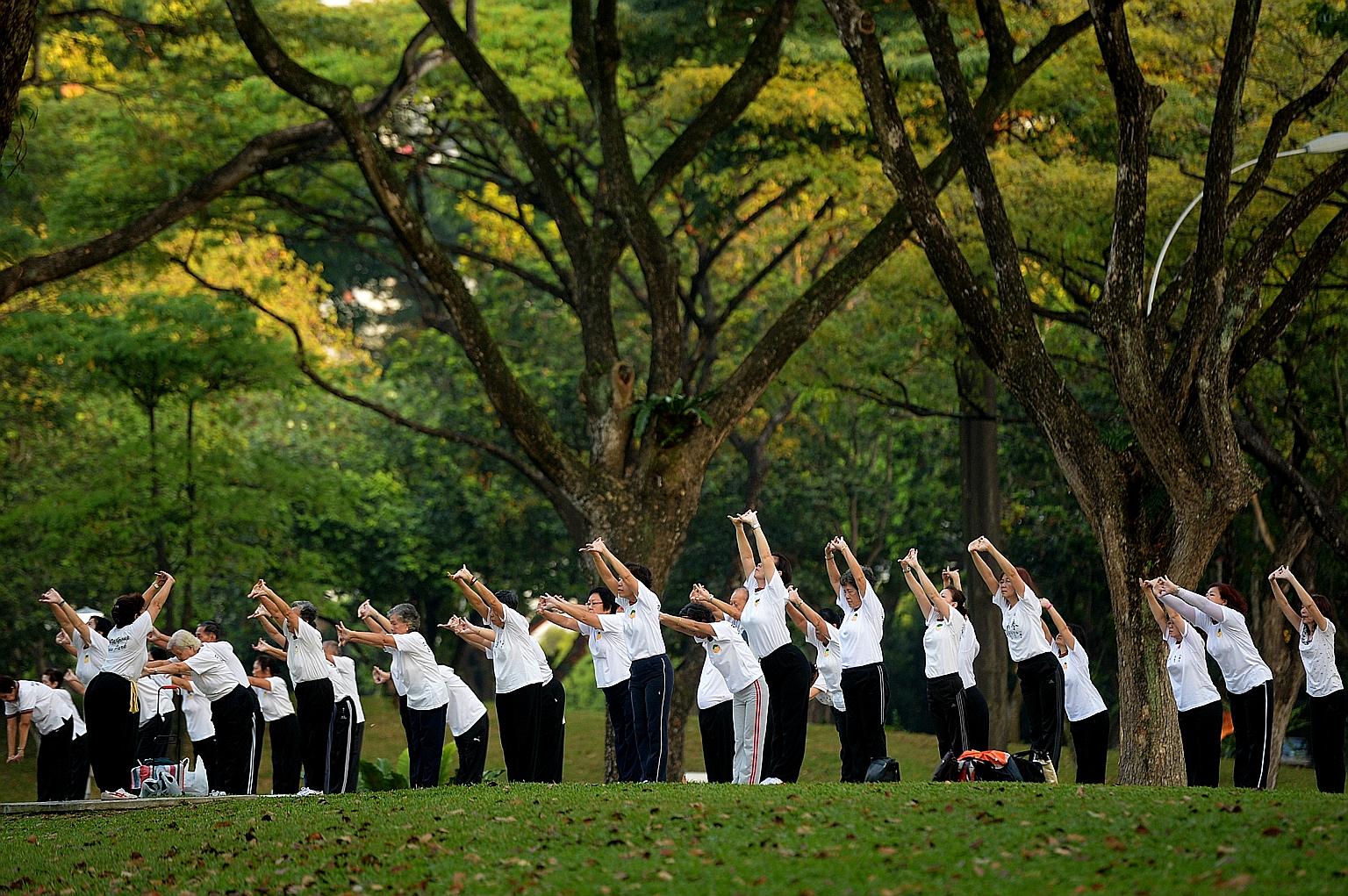 To get more seniors moving, the Health Ministry is building larger daycare centres that offer a range of active ageing and care services, said Senior Minister of State for Health Amy Khor. Five such Active Ageing Hubs have been opened so far, with an