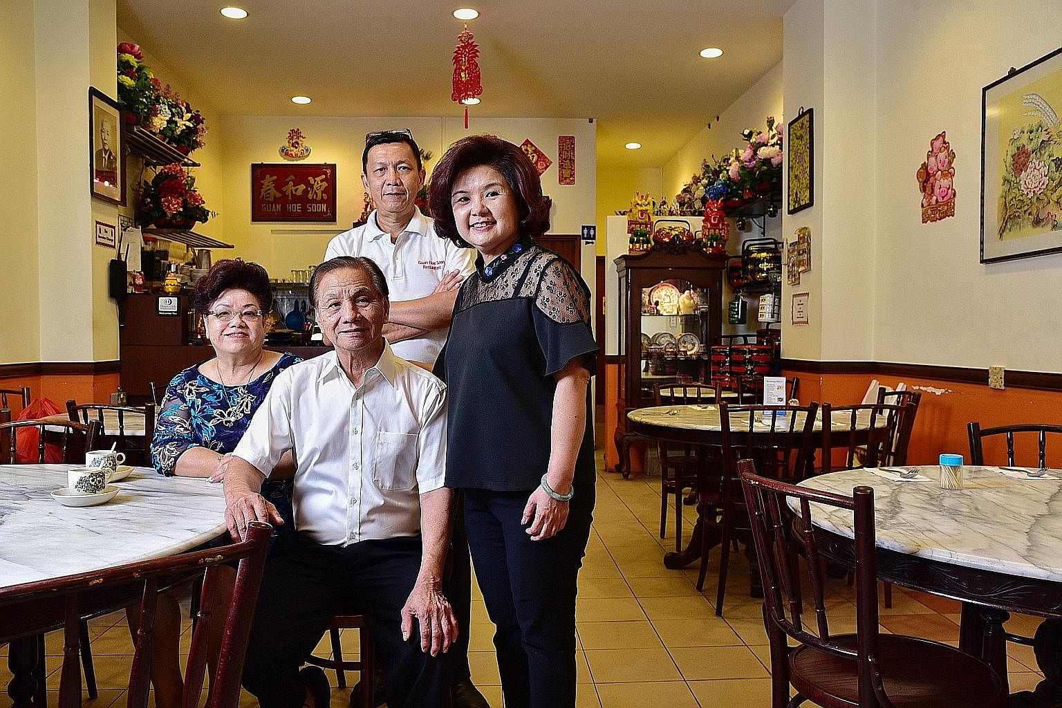 Guan Hoe Soon's third-generation owner Jenny Yap with her husband Raymond and parents Mr and Mrs Yap Kow Soon.