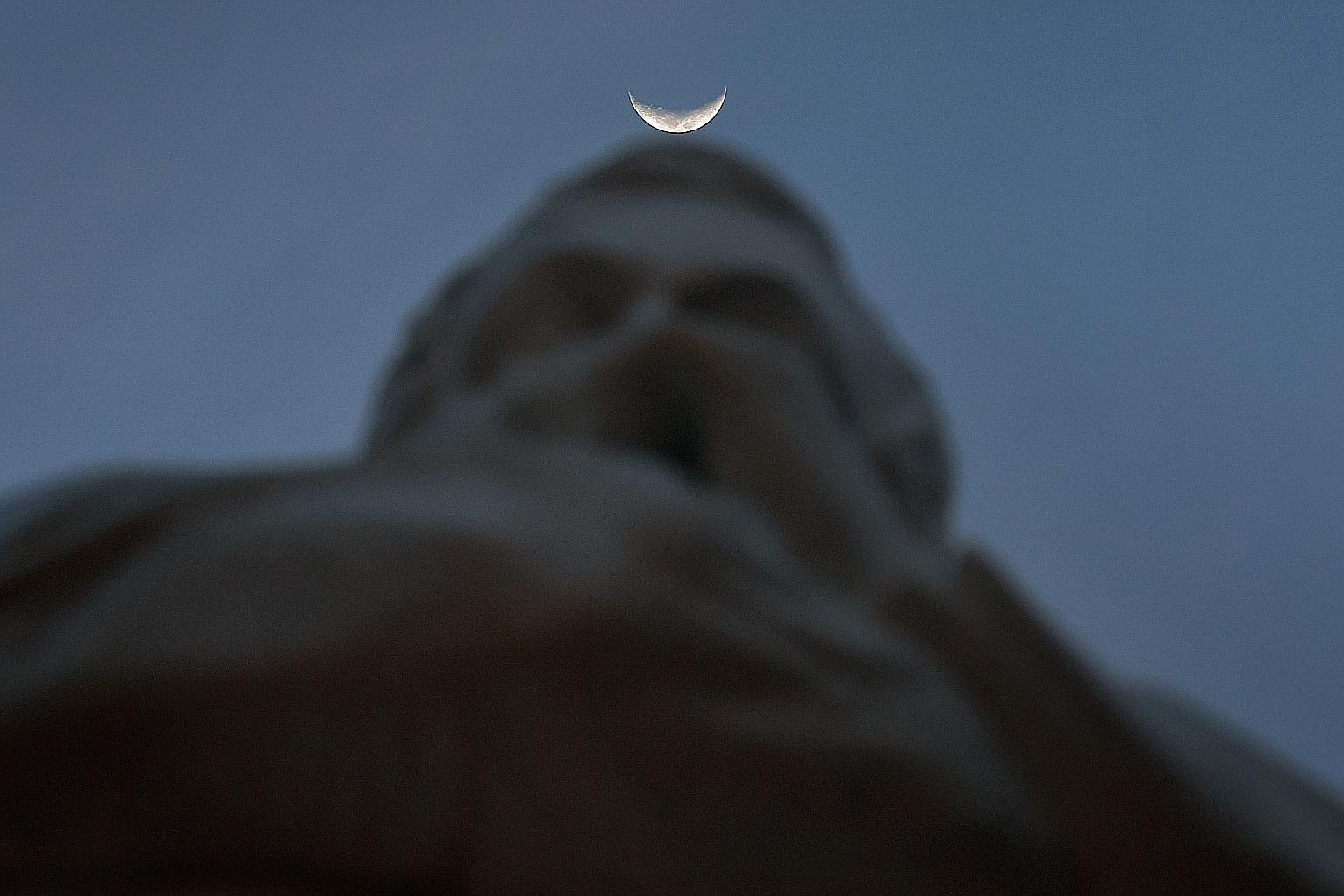 Endah (at right), the six-year-old granddaughter of the Singapore Zoo's legendary Ah Meng, stretching herself in the sun next to Joko (far left), also six, at the free-ranging enclosure for orang utans on Dec 26. Both orang utans were born at the zoo
